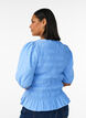 Smock blouse with a ruffle hem and boat neck, Blue, Model image number 2