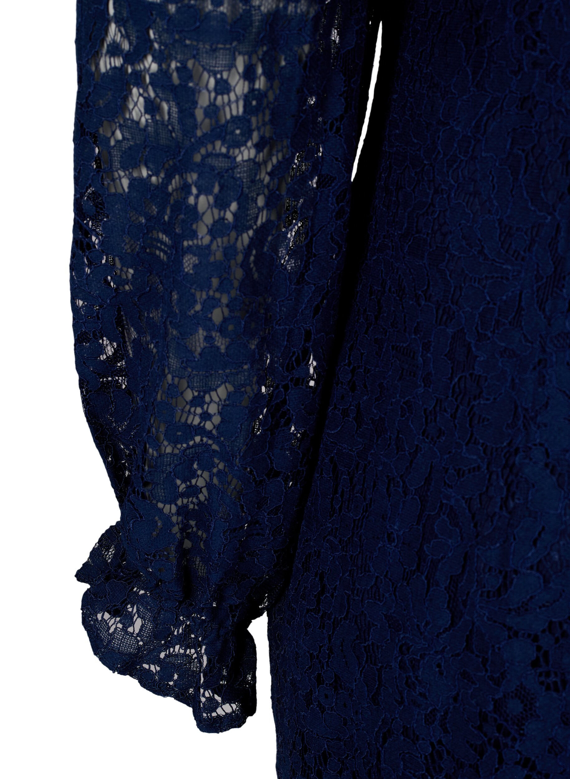 Zizzifashion Lace dress with long sleeves, Navy Blazer, Packshot image number 3