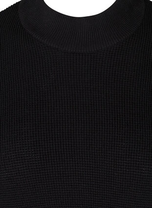 Short-sleeved knitted poncho with a high neck, Black, Packshot image number 2