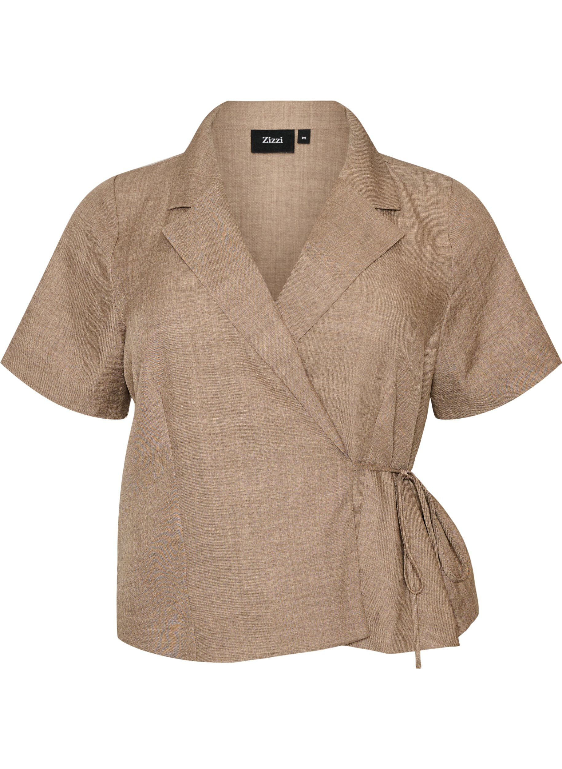 Zizzifashion Wrap shirt with tie fastening, Brown, Packshot image number 0