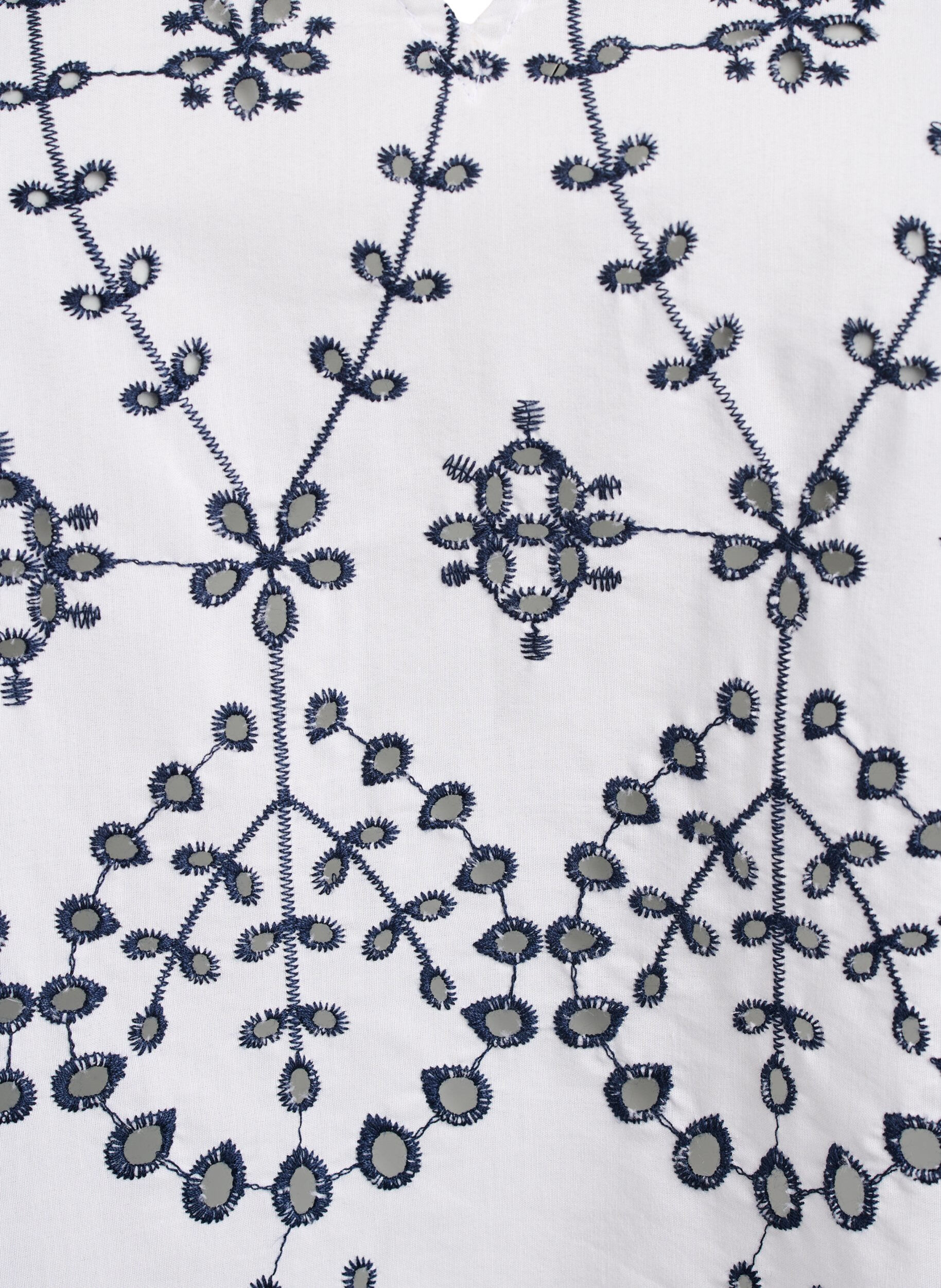 Zizzifashion 3/4 sleeve blouse with contrast broderie anglaise, White, Packshot image number 2