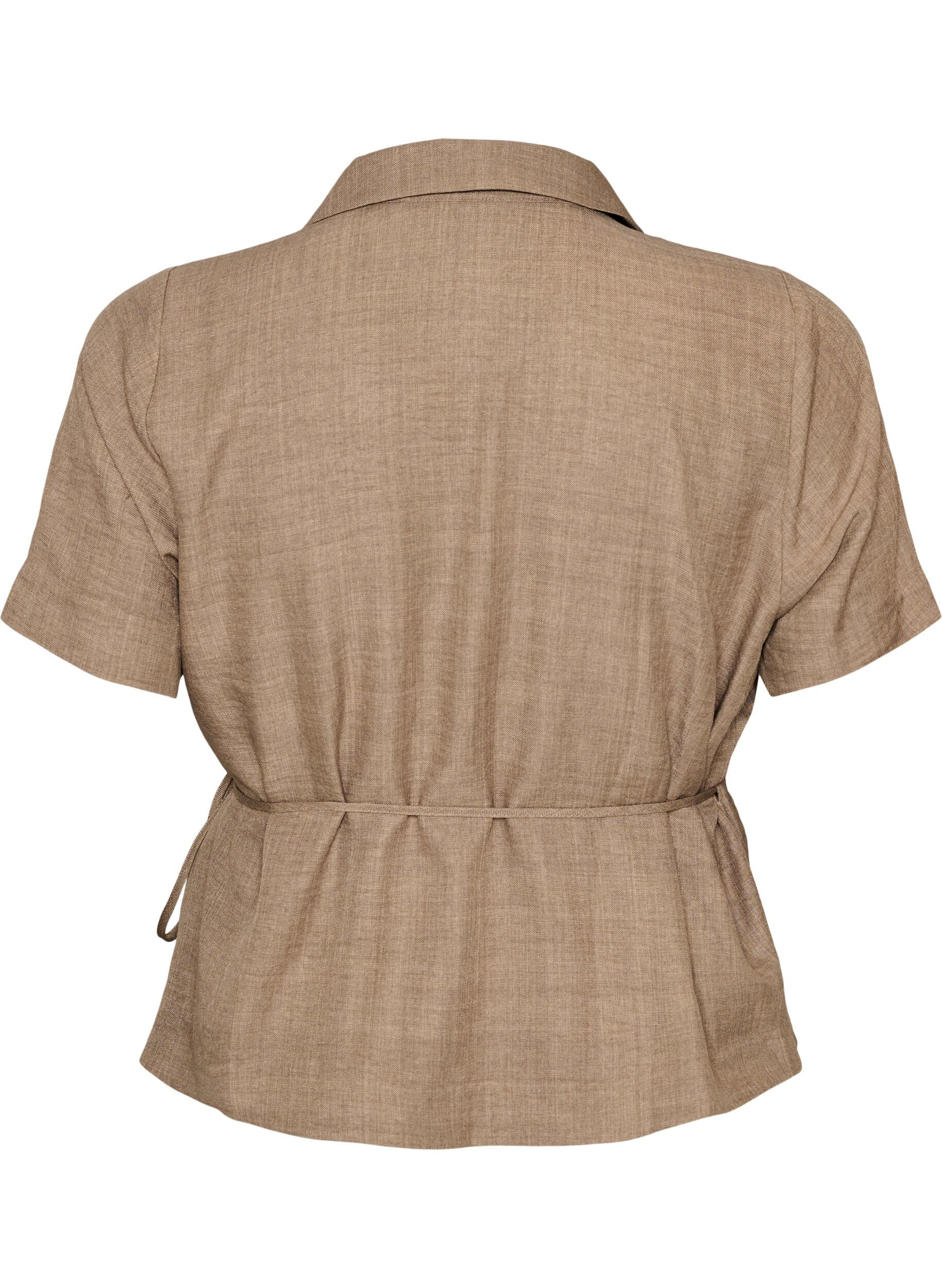 Zizzifashion Wrap shirt with tie fastening, Brown, Packshot image number 1