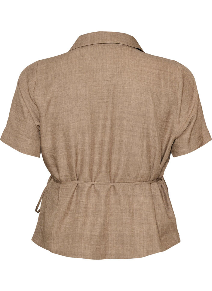 Wrap shirt with tie fastening, Brown, Packshot image number 1