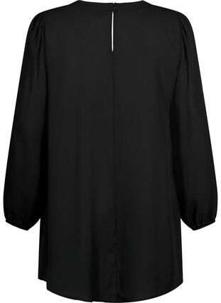 Long-sleeved tunic with rhinestones, Black, Packshot image number 1