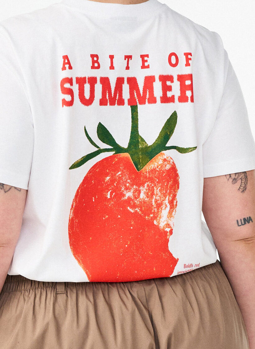 Cotton T-shirt with print, White, Model image number 3