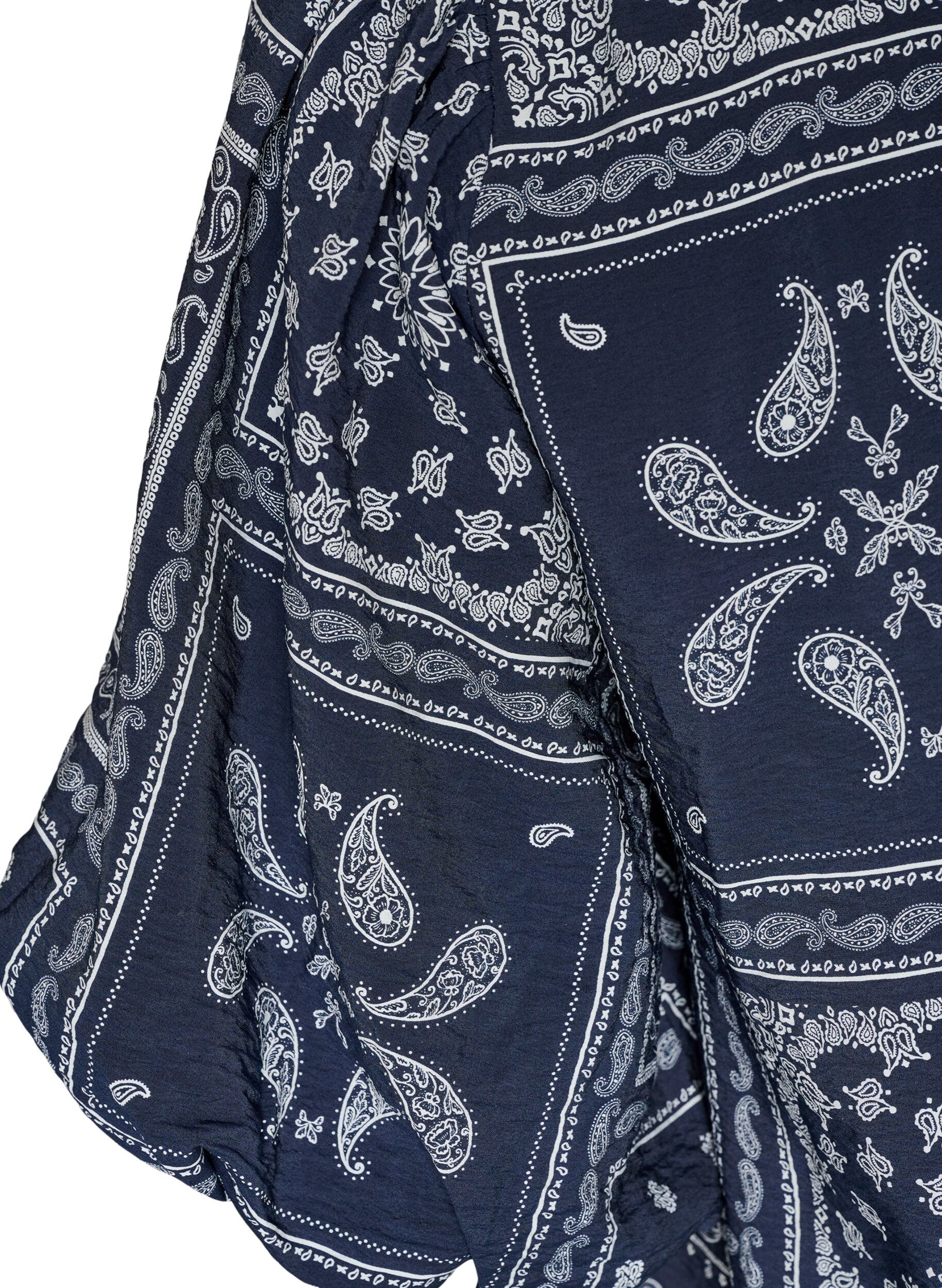 Zizzifashion Viscose blouse with paisley print and balloon sleeves, Blue, Packshot image number 3