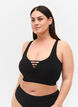 Lightly padded bra with string details, Black, Model image number 0