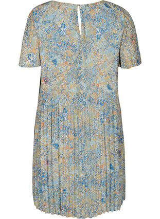 Plisse dress with floral print, Light Blue Multi AOP, Packshot image number 1