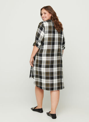 Checked viscose tunic, Army Check, Model image number 1