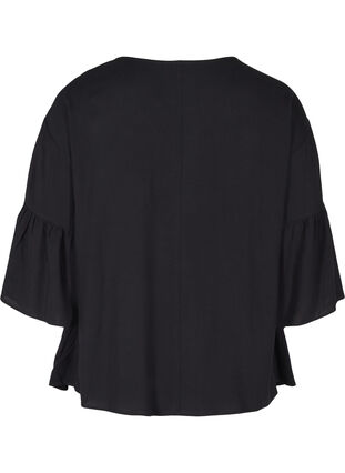 Viscose blouse with 3/4 sleeves, Black, Packshot image number 1