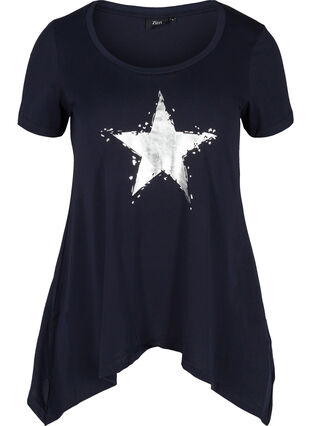 Short-sleeved cotton t-shirt with a-line, Night Sky STAR, Packshot image number 0