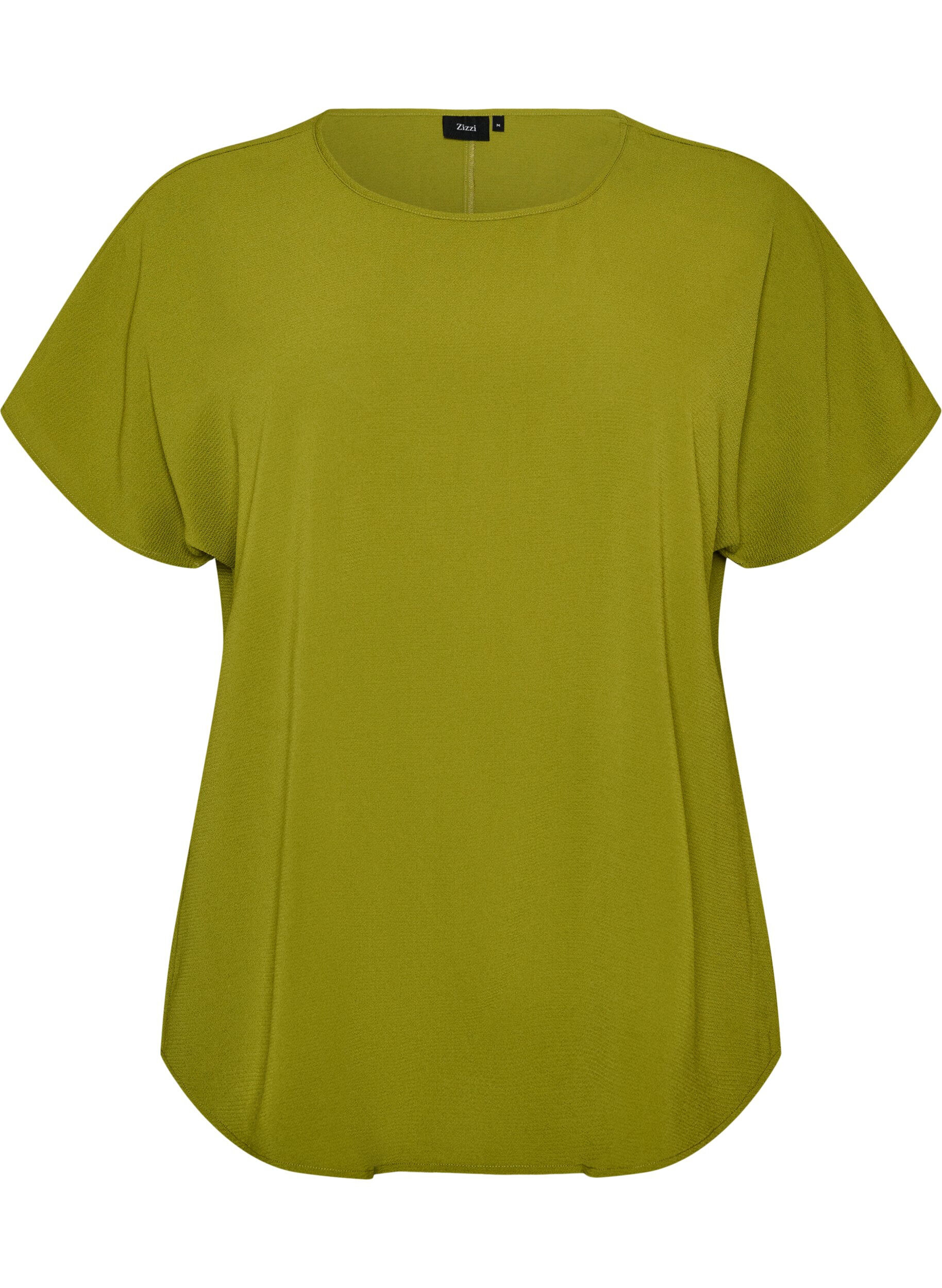 Blouse with short sleeves and a round neckline
