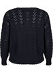 Long-sleeved knit blouse with an openwork pattern, Black, Packshot image number 1