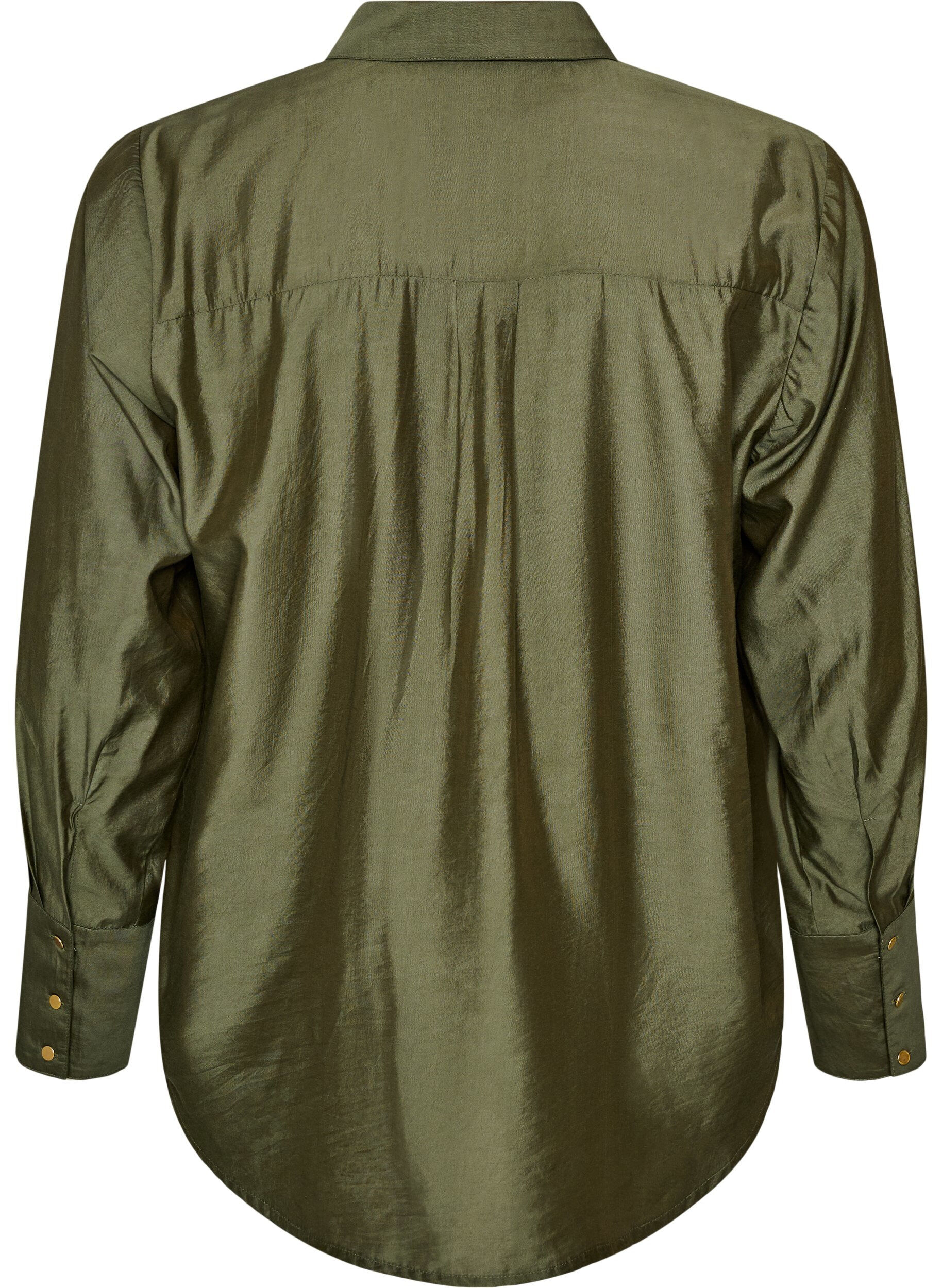ZizzifashionViscose shirt with golden buttons, Green, Packshot image number 1