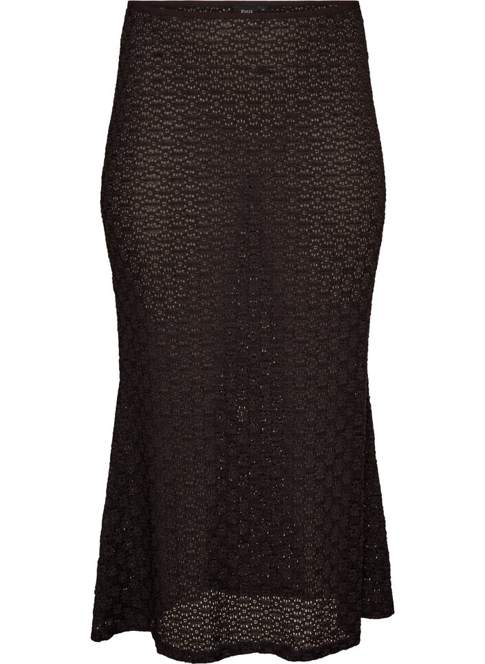 Maxi skirt with eyelet pattern, Black, Packshot image number 0
