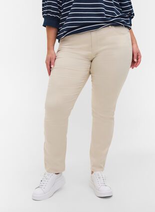 Cotton blend trousers, Sand, Model image number 2