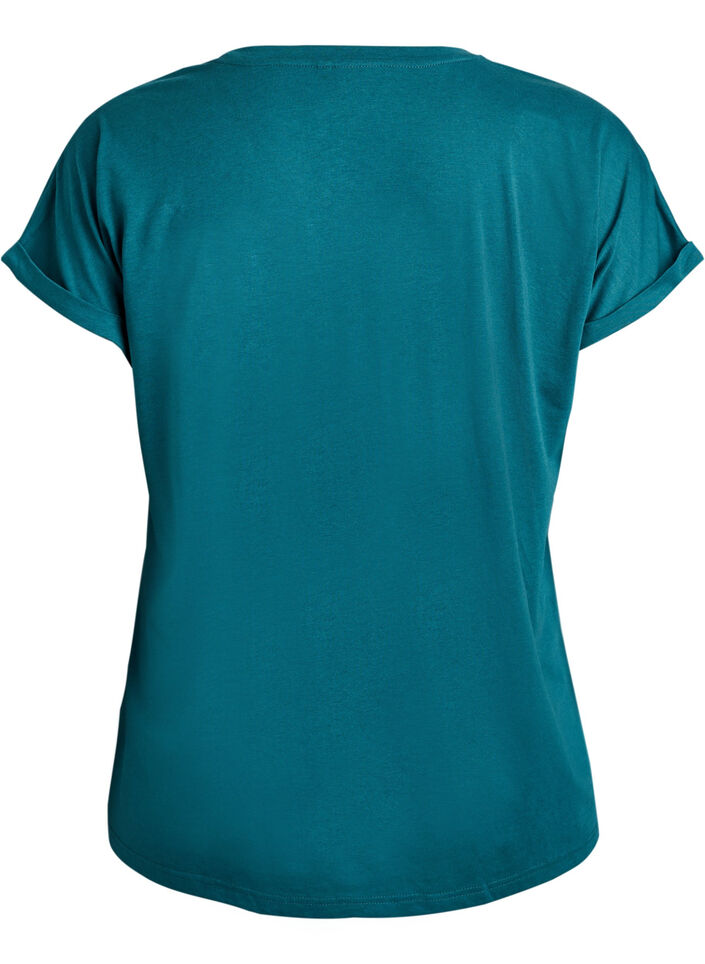 Short-sleeved cotton blend t-shirt, Green, Packshot image number 1