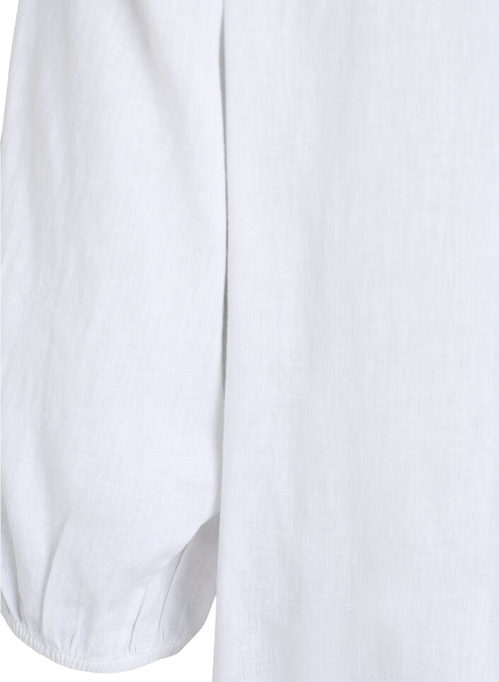 Shirt blouse in linen and viscose with 3/4-sleeves, White, Packshot image number 3