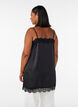 Long satin top with lace edges, Black, Model image number 2