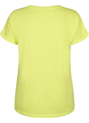 Printed T-shirt in organic cotton, Wild Lime w. Navy, Packshot image number 1
