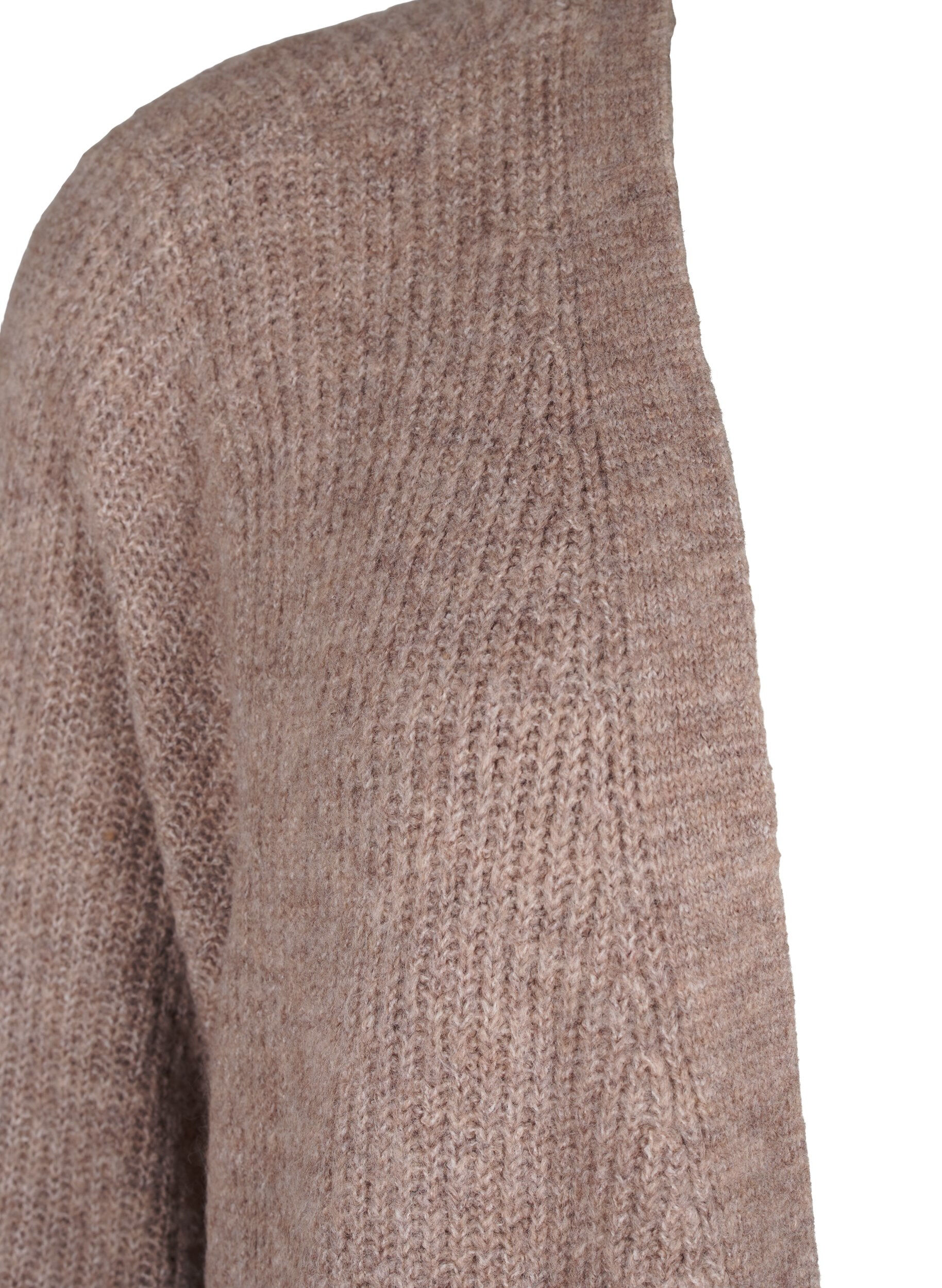Zizzifashion FLASH - Ribbed cardigan with slits, Brown Lentil Melange, Packshot image number 2