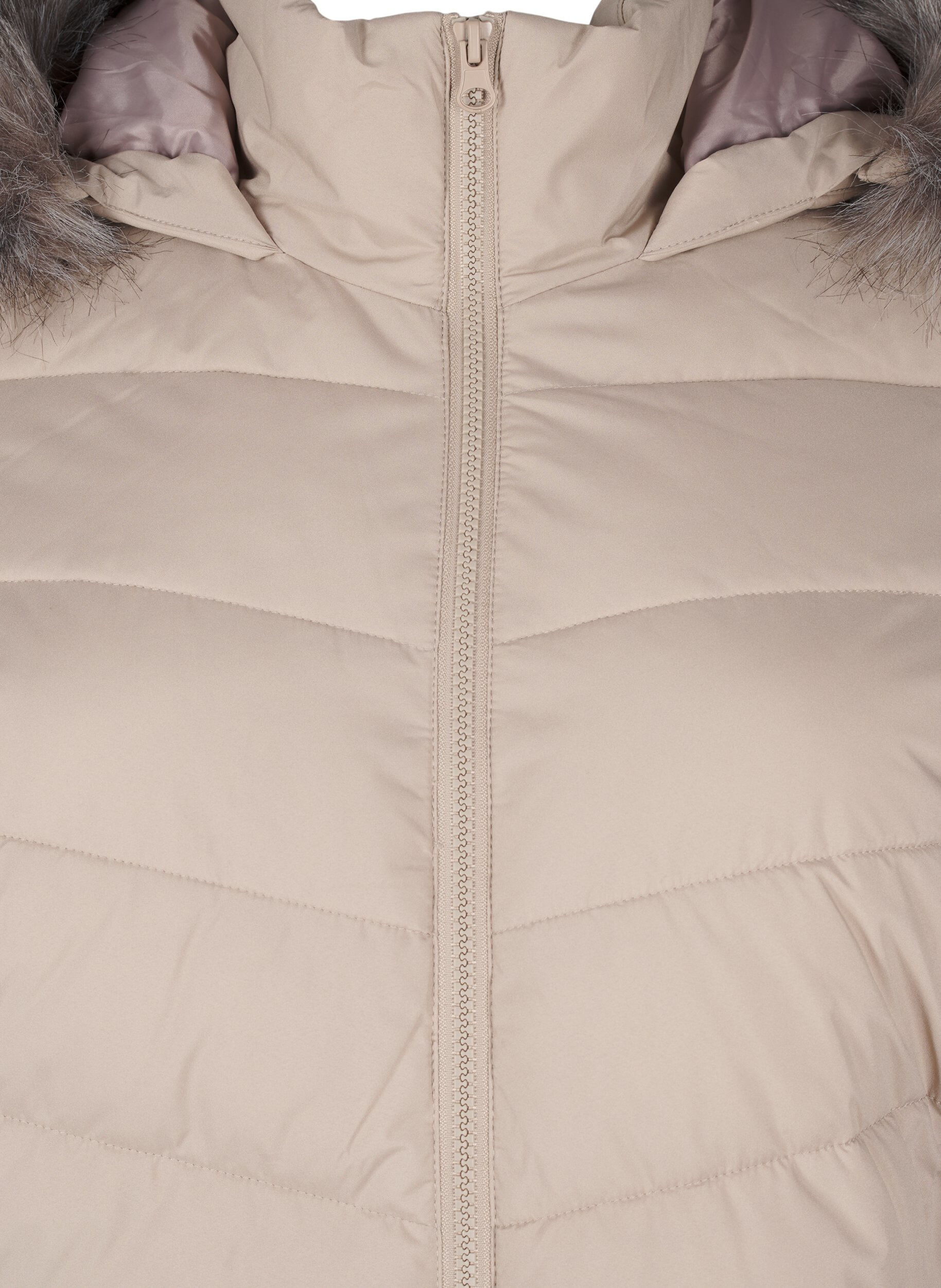 Zizzifashion Short puffer jacket with hood, Beige, Packshot image number 2