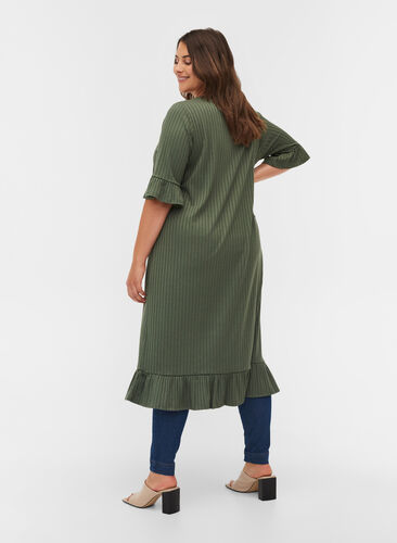 2/4 sleeve ruffle midi dress, Thyme, Model image number 1