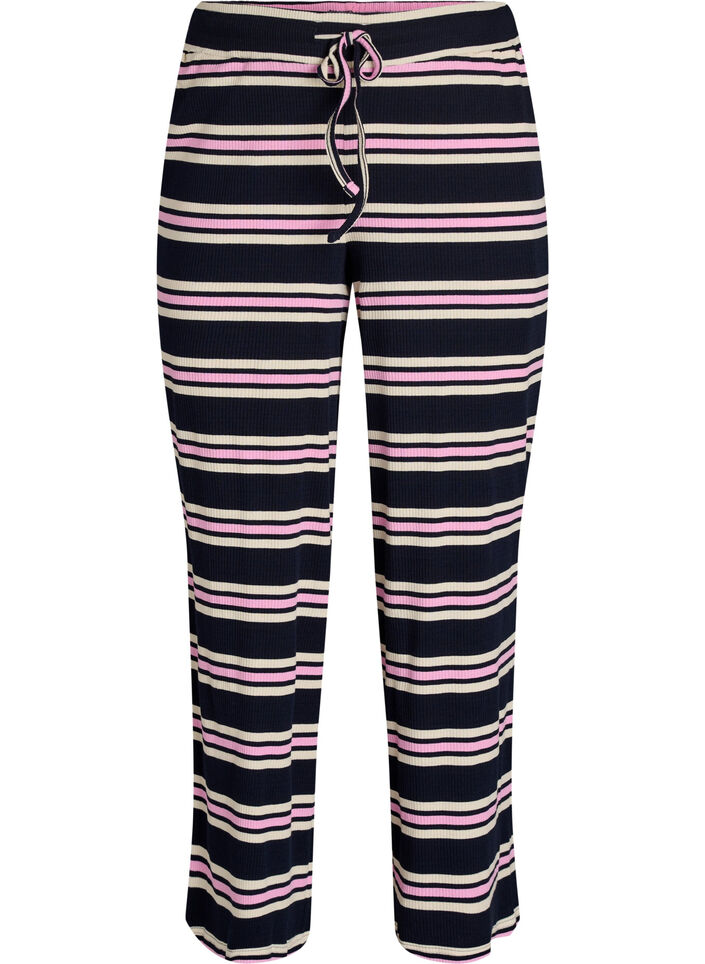 Striped pyjama bottoms with wide legs, Blue, Packshot