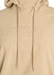 Fleece hoodie with a high neck and embroidered text, Beige, Packshot image number 2