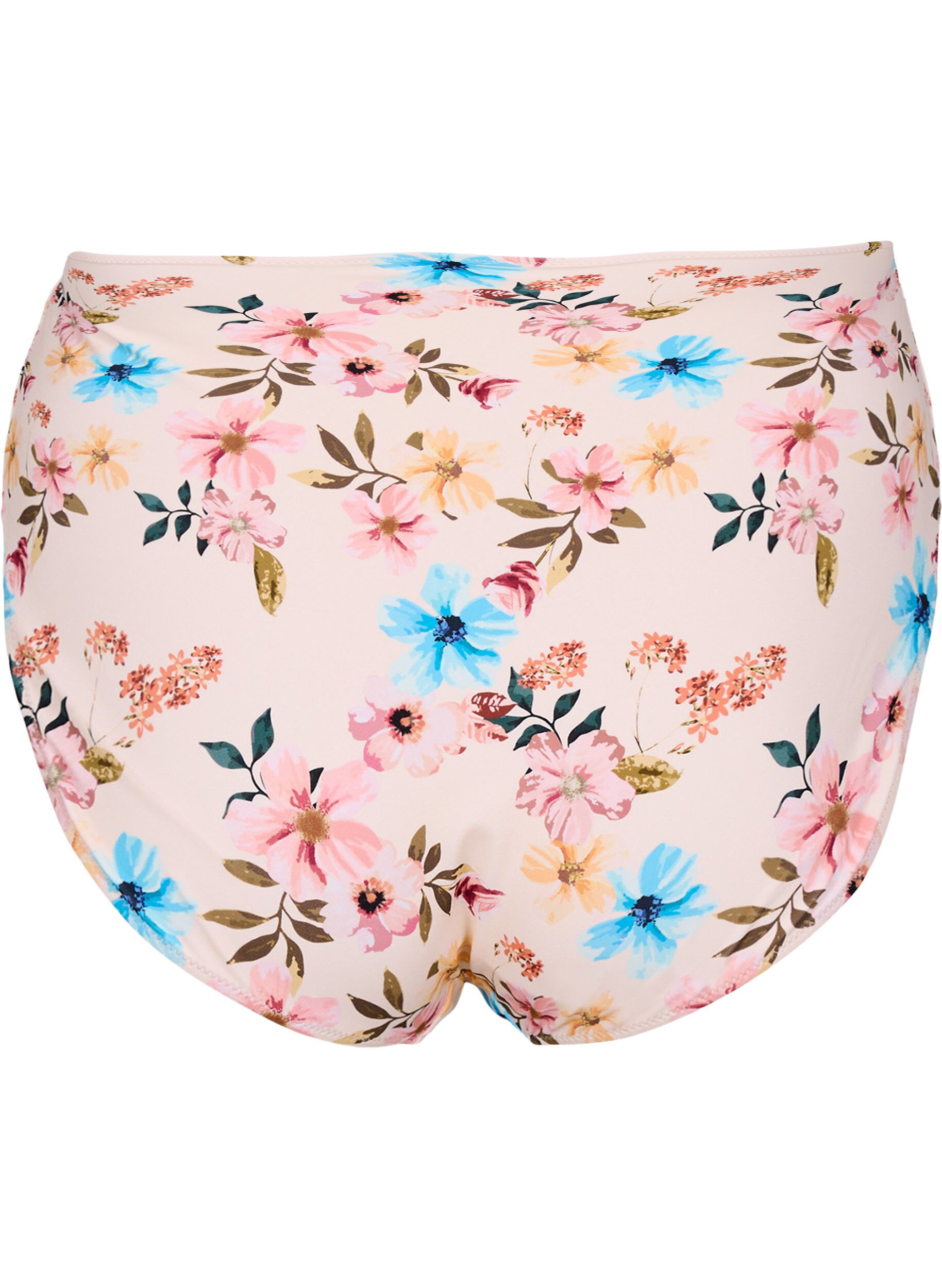 Zizzifashion Extra high waist bikini bottom with floral print, Beige, Packshot image number 1