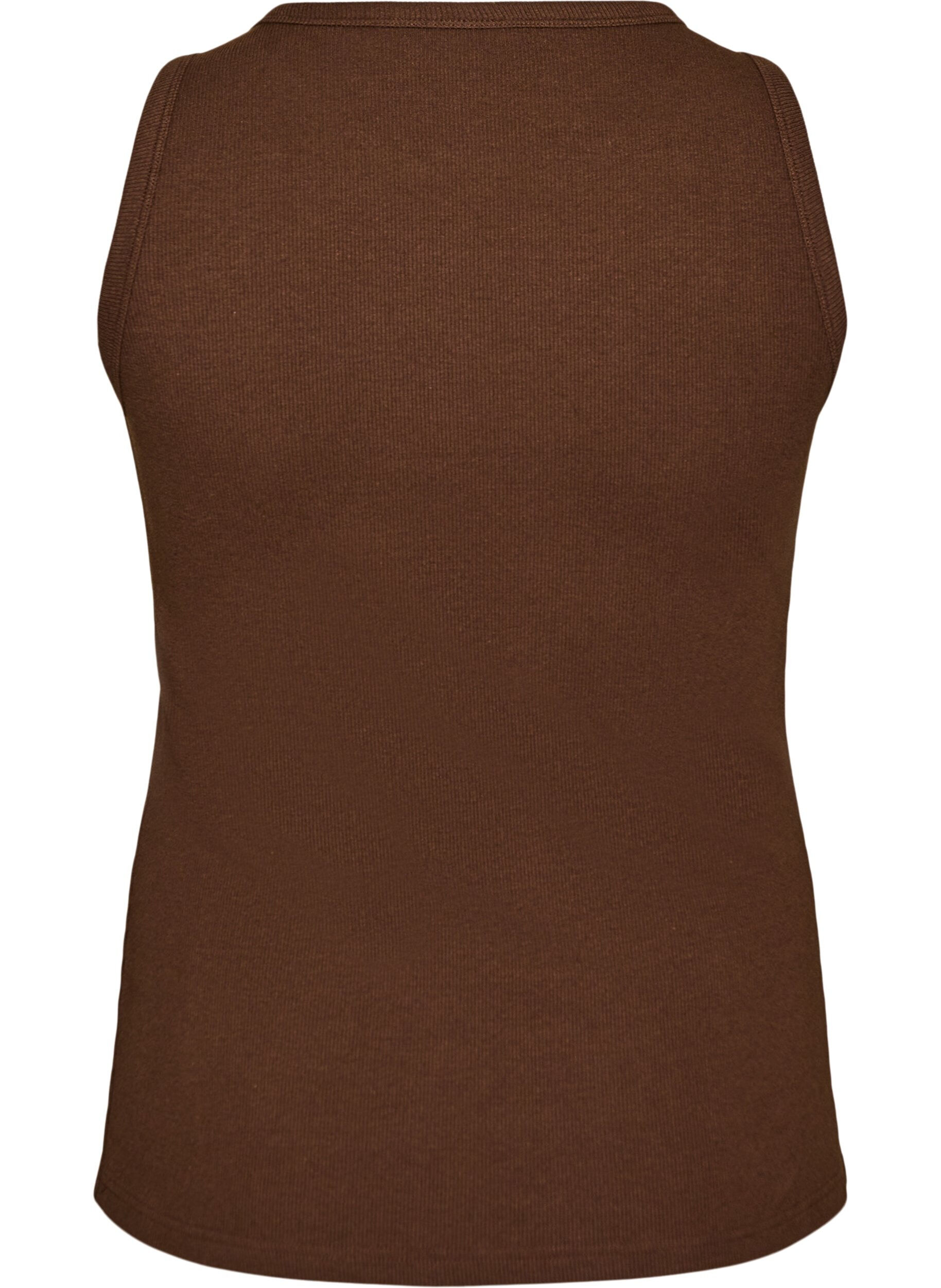 Zizzifashion Cotton ribbed top with high neck, Brown, Packshot image number 1