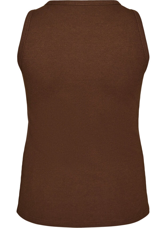 Cotton ribbed top with high neck, Brown, Packshot image number 1