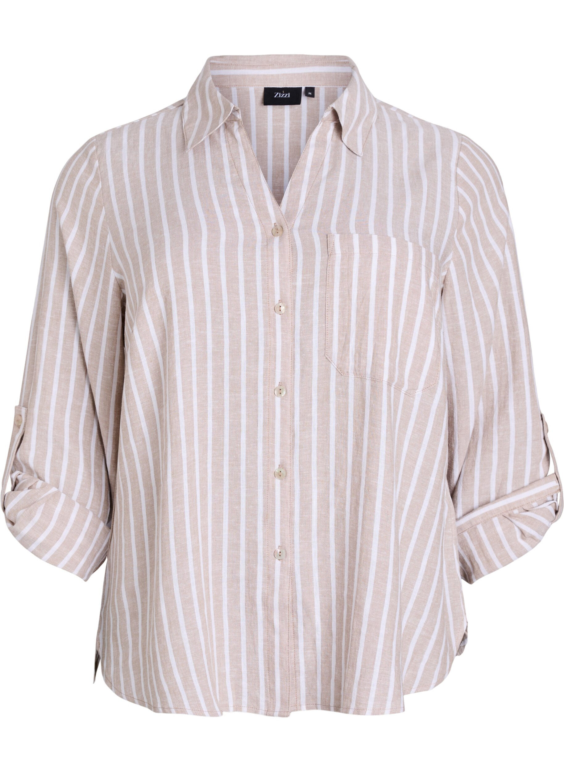 Shirt in linen and viscose with 3/4 sleeves