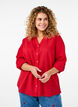 Cotton shirt blouse with a v-neck, Red, Model image number 0