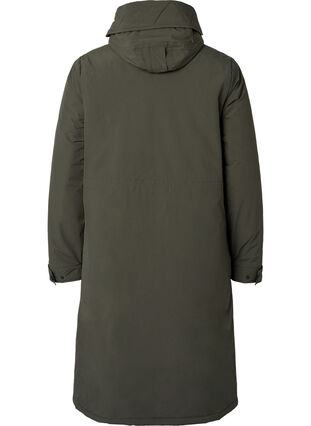 Parka coat with hood and adjustable waist, Black Olive, Packshot image number 1