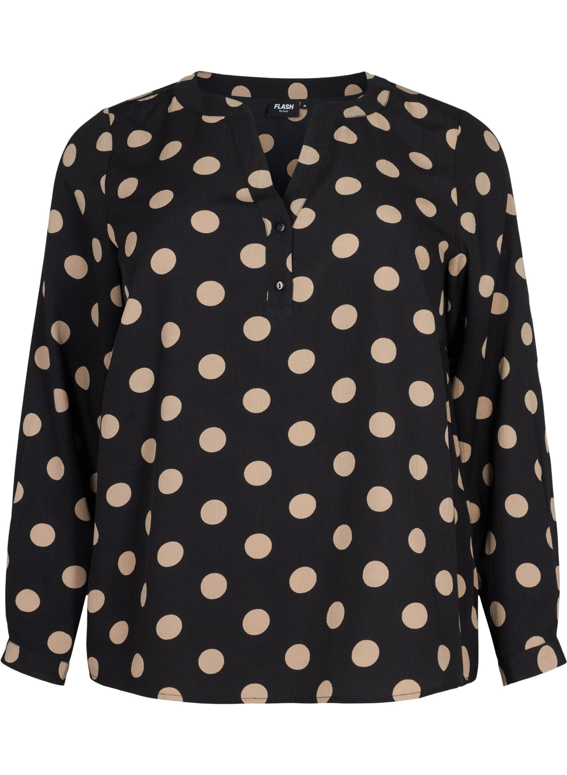 Zizzifashion FLASH - Long sleeve blouse with print, Black Brown Dot, Packshot image number 0