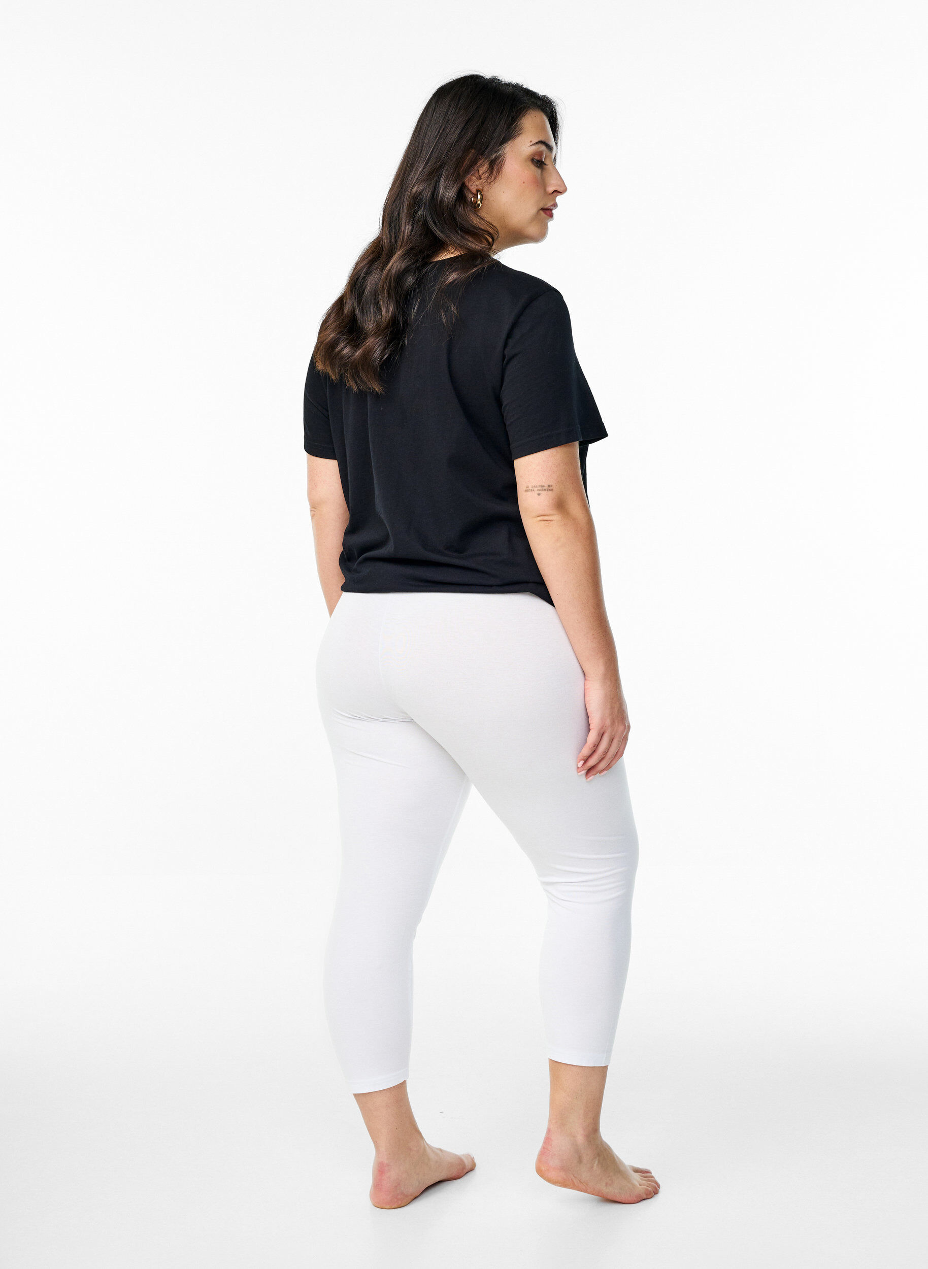 Zizzifashion Basic 3/4-length viscose leggings, White, Model image number 2