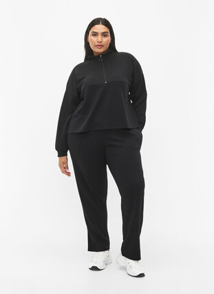 Sweatshirt in modal mix with high neck, Black, Model image number 2