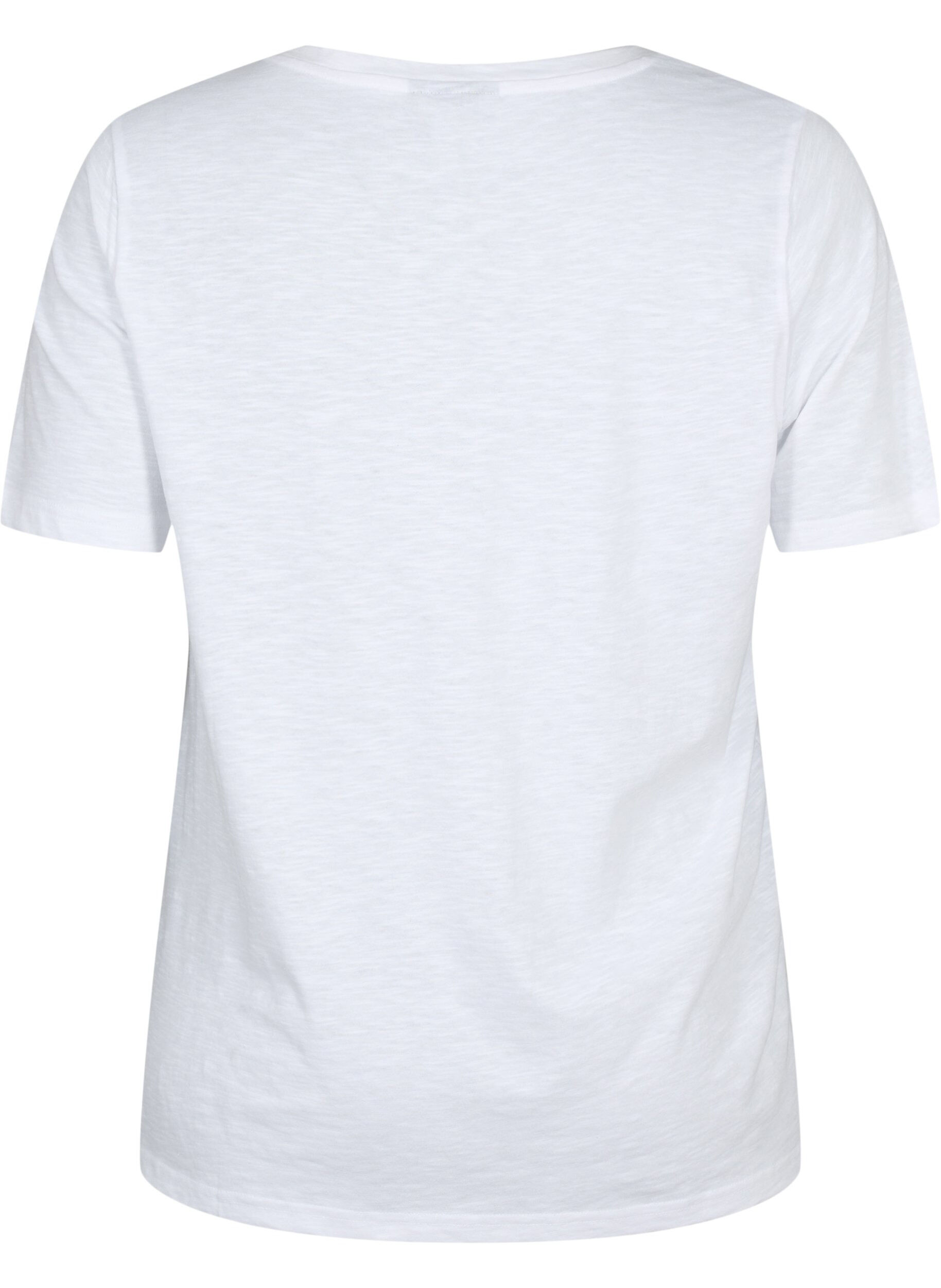 Zizzifashion Short-sleeved basic t-shirt with v-neck, White, Packshot image number 1
