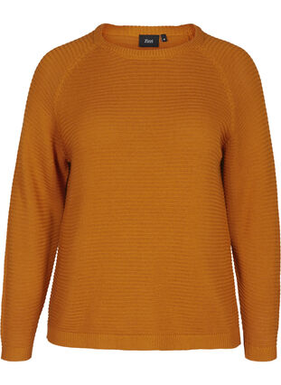 Knitted blouse with a round neckline, Buckthorn Brown, Packshot image number 0