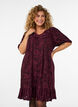 Dress with floral texture and ruffle hem, Red, Model image number 0