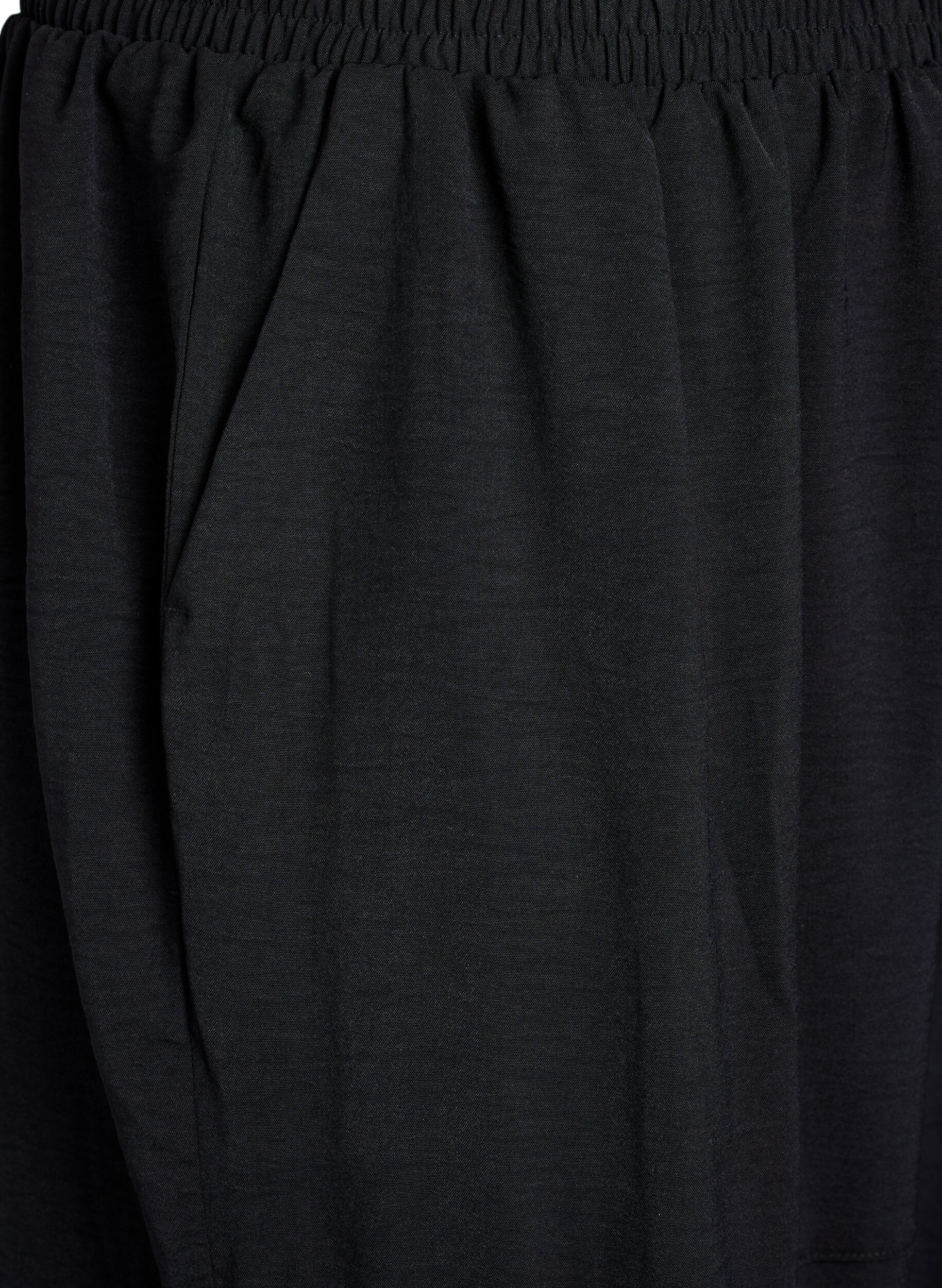 Zizzifashion Harem trousers with cargo pockets and elasticated waist, Black, Packshot image number 2