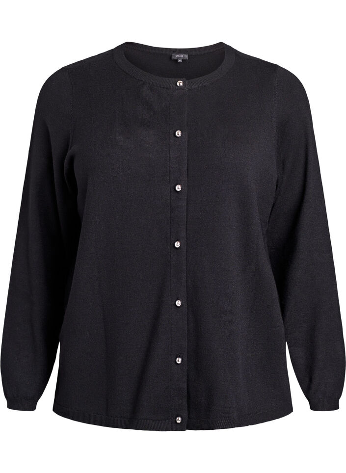 Cardigan with round buttons, Black, Packshot image number 0