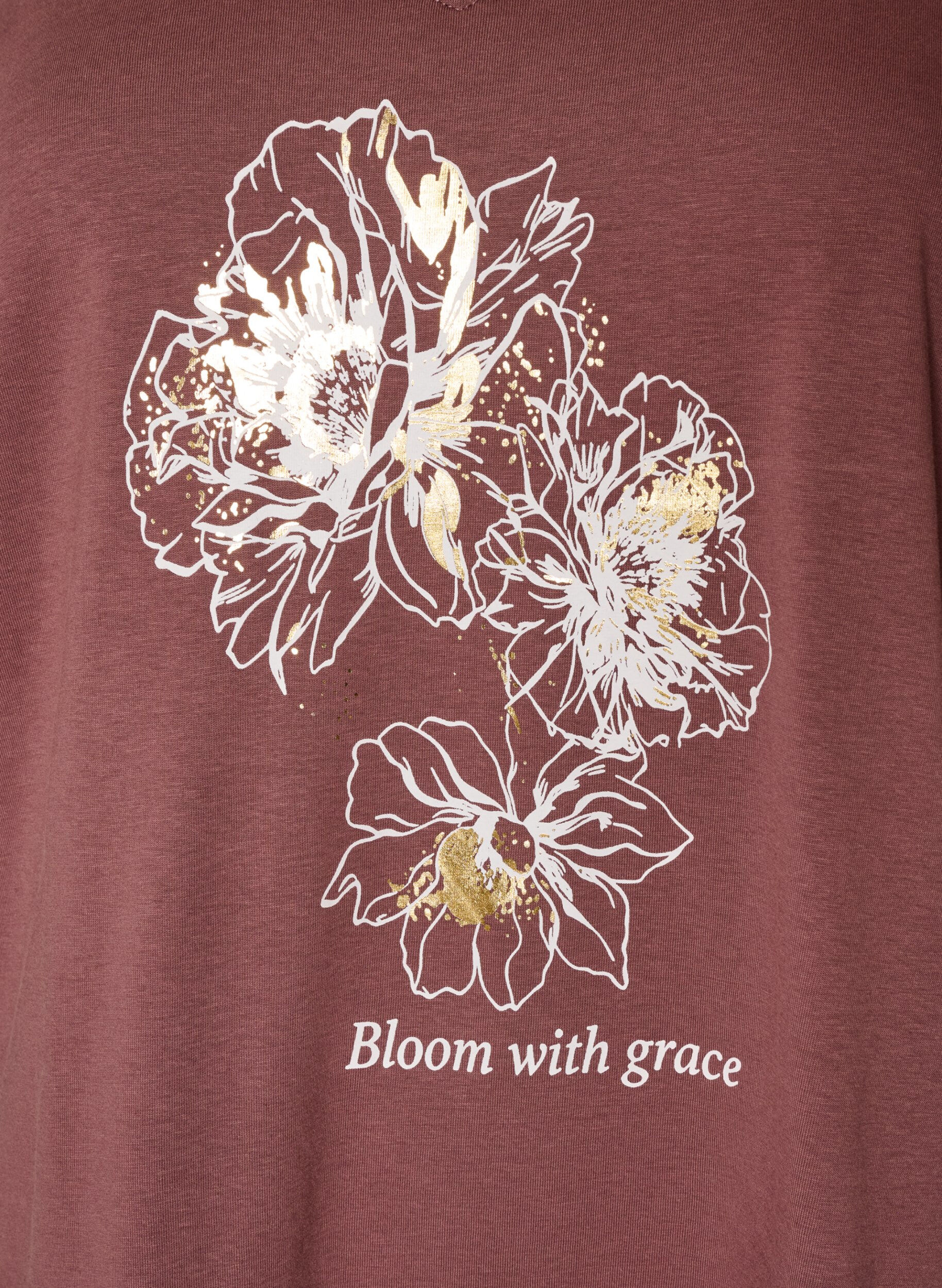 ZizzifashionCotton T-shirt with front print and V-neck, Red, Packshot image number 2