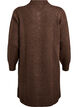 Short knit dress with polo collar and buttons, Brown, Packshot image number 1