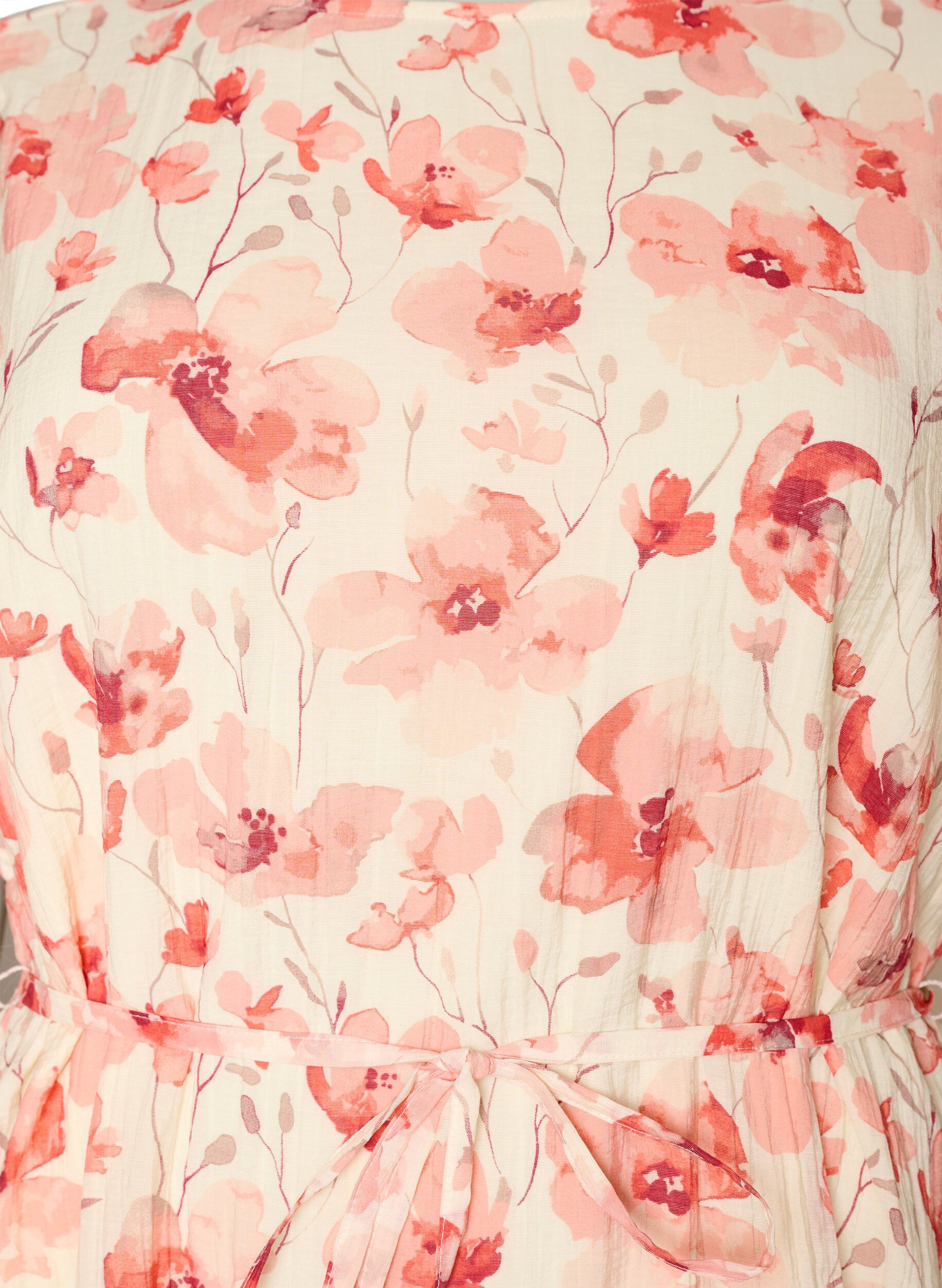 Zizzifashion Ankle-length dress with flutter sleeves and a tie-waist, Rose, Packshot image number 2