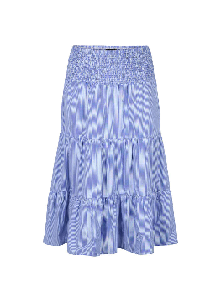 Striped maxi skirt with a smock, Baja Blue Stripe, Packshot image number 0