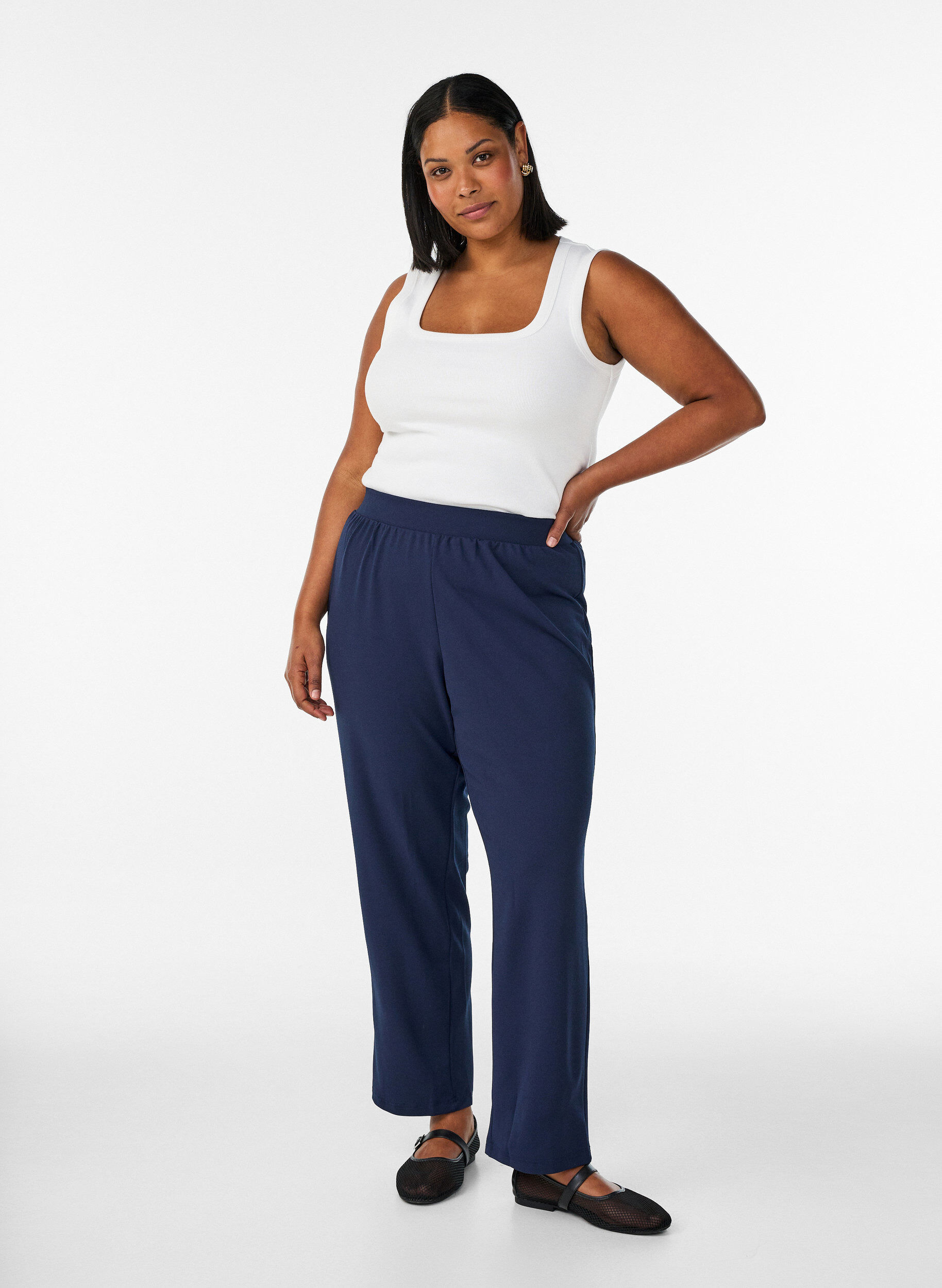 Zizzifashion Straight fit trousers, Blue, Model image number 1