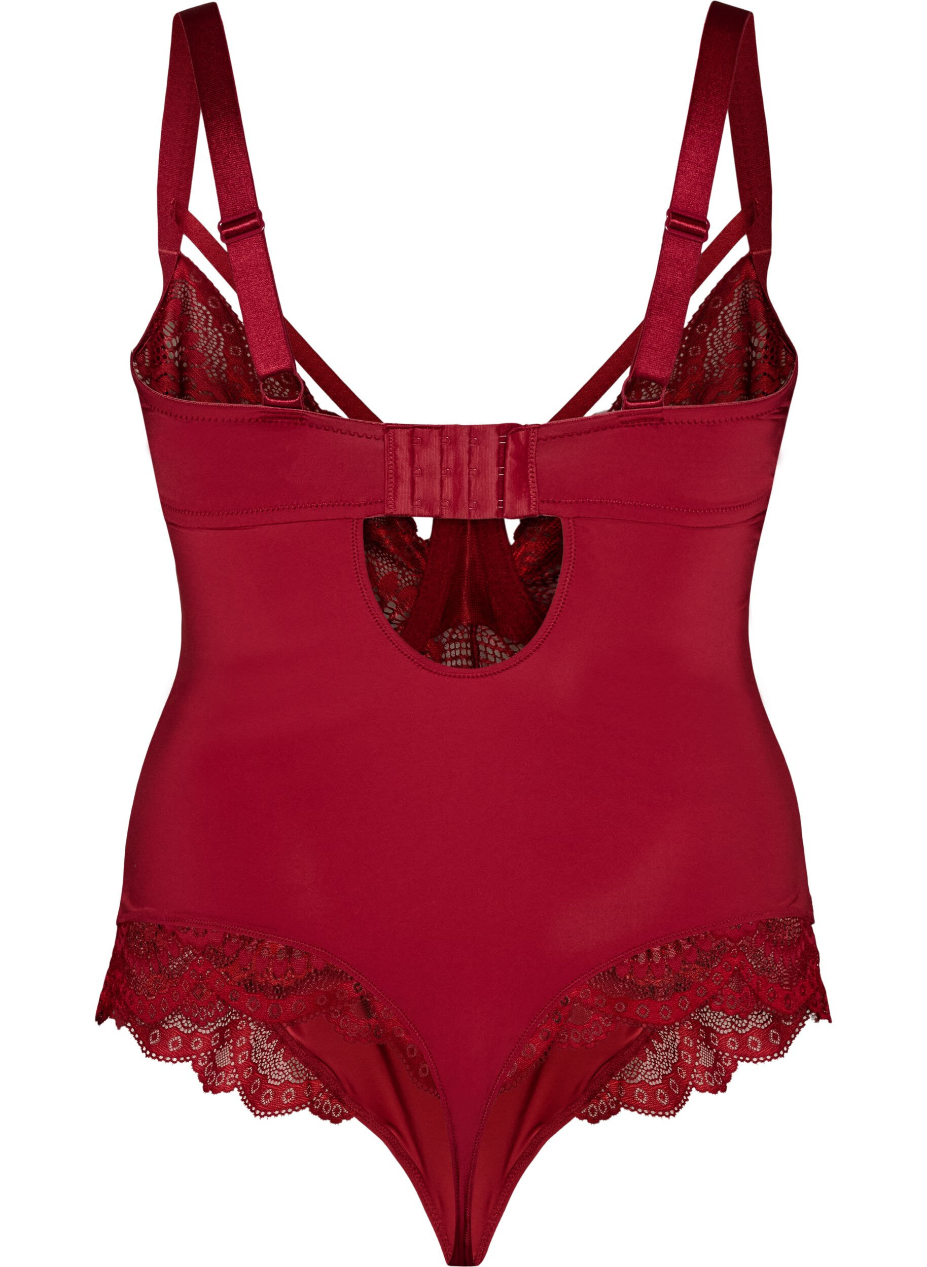 ZizzifashionUnderwired lace body with strap detail, Red, Packshot image number 1