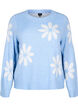 Knitted blouse with flowers, Della R. Blue Comb, Packshot image number 0